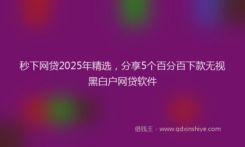 秒下网贷2025年精选，分享5个百分百下款无视黑白户网贷软件