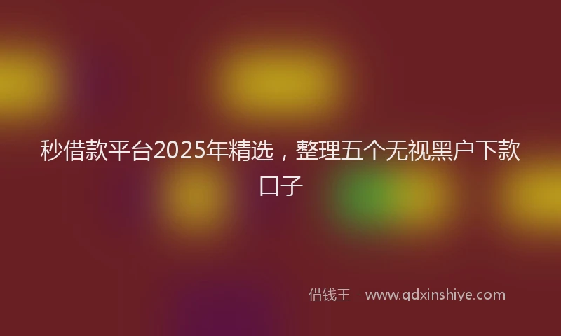 秒借款平台2025年精选，整理五个无视黑户下款口子