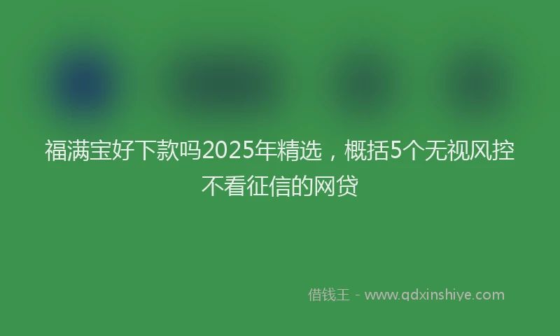福满宝好下款吗2025年精选，概括5个无视风控不看征信的网贷