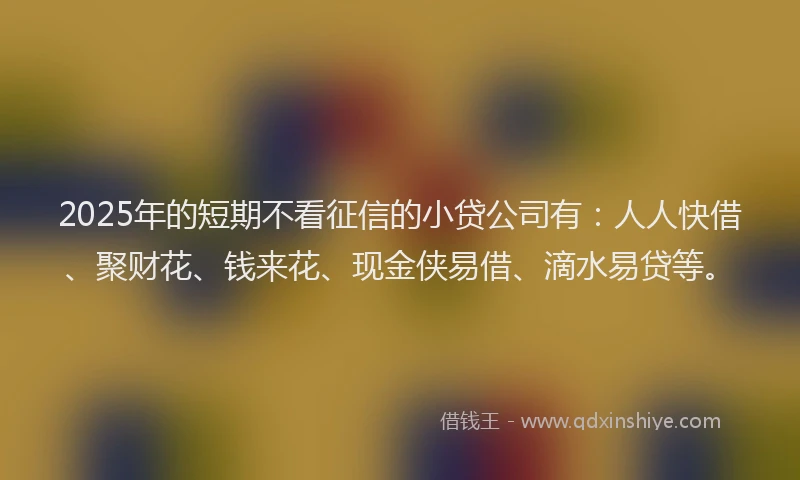 2025年的短期不看征信的小贷公司有：人人快借、聚财花、钱来花、现金侠易借、滴水易贷等。