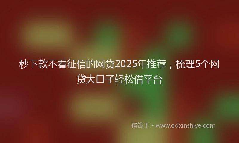 秒下款不看征信的网贷2025年推荐，梳理5个网贷大口子轻松借平台