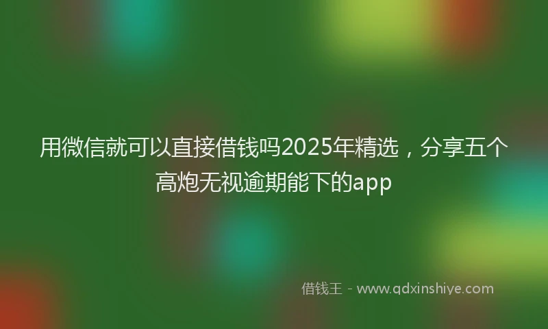 用微信就可以直接借钱吗2025年精选，分享五个高炮无视逾期能下的app