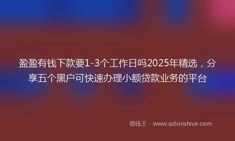 盈盈有钱下款要1-3个工作日吗2025年精选，分享五个黑户可快速办理小额贷款业务的平台