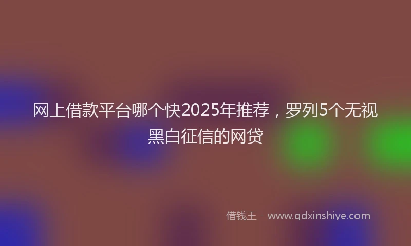 网上借款平台哪个快2025年推荐，罗列5个无视黑白征信的网贷