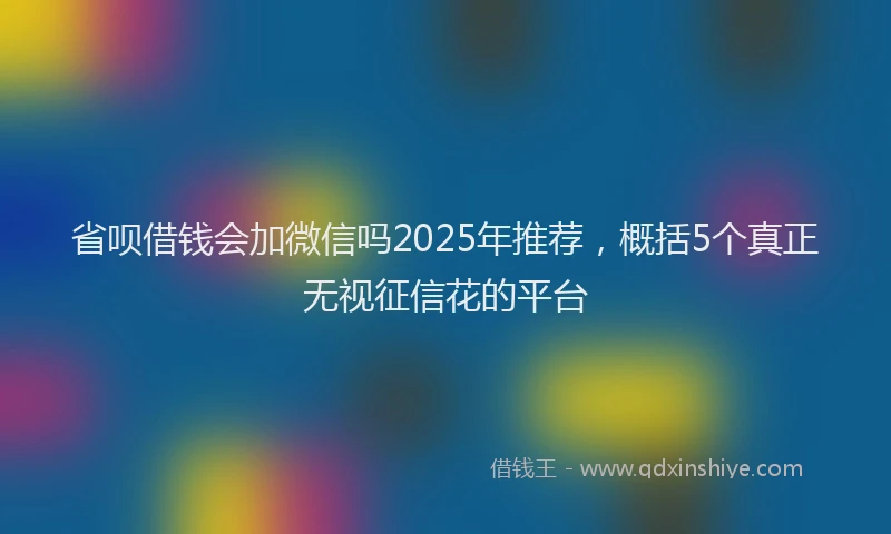 省呗借钱会加微信吗2025年推荐，概括5个真正无视征信花的平台