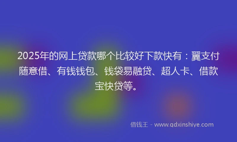2025年的网上贷款哪个比较好下款快有：翼支付随意借、有钱钱包、钱袋易融贷、超人卡、借款宝快贷等。