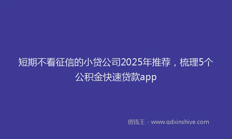 短期不看征信的小贷公司2025年推荐，梳理5个公积金快速贷款app