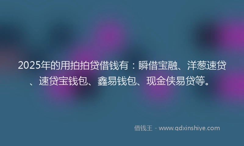 2025年的用拍拍贷借钱有：瞬借宝融、洋葱速贷、速贷宝钱包、鑫易钱包、现金侠易贷等。