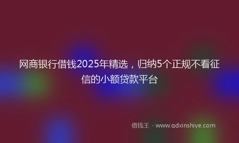 网商银行借钱2025年精选，归纳5个正规不看征信的小额贷款平台