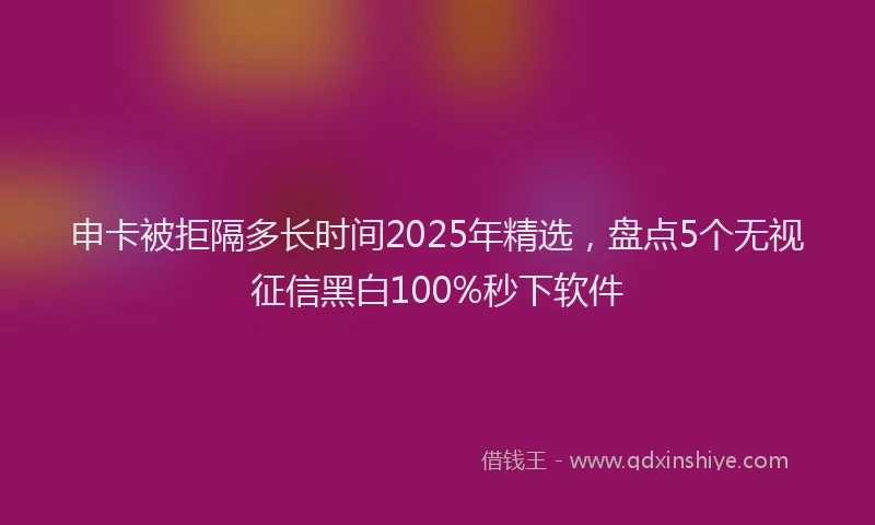 申卡被拒隔多长时间2025年精选，盘点5个无视征信黑白100%秒下软件