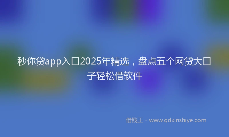 秒你贷app入口2025年精选，盘点五个网贷大口子轻松借软件