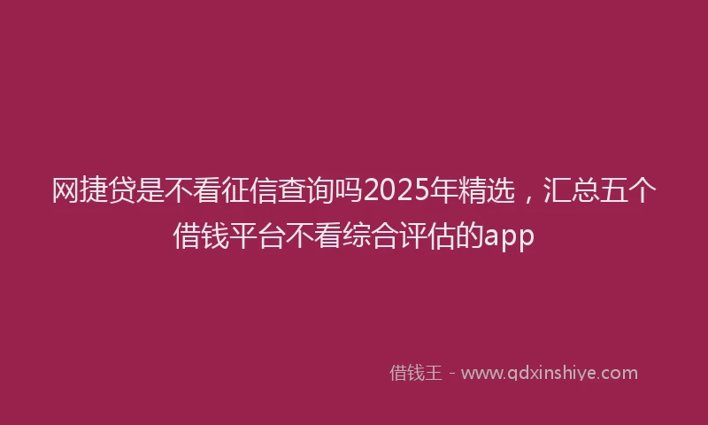 网捷贷是不看征信查询吗2025年精选，汇总五个借钱平台不看综合评估的app