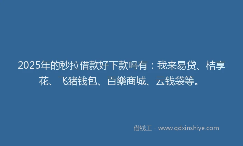 2025年的秒拉借款好下款吗有：我来易贷、桔享花、飞猪钱包、百樂商城、云钱袋等。