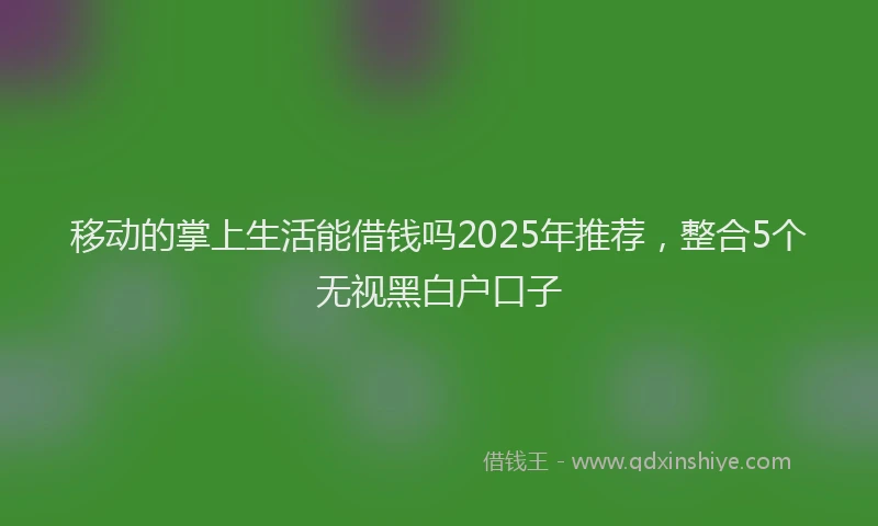 移动的掌上生活能借钱吗2025年推荐，整合5个无视黑白户口子