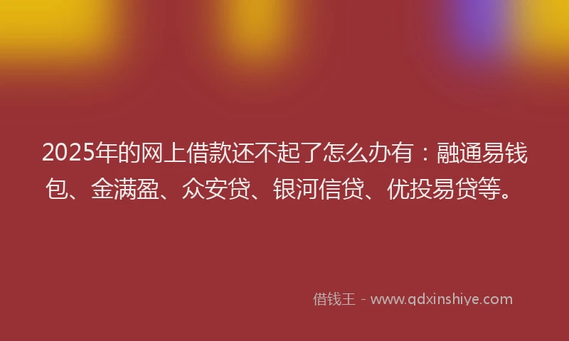 2025年的网上借款还不起了怎么办有：融通易钱包、金满盈、众安贷、银河信贷、优投易贷等。