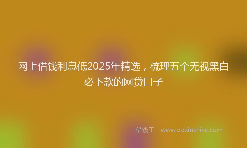 网上借钱利息低2025年精选，梳理五个无视黑白必下款的网贷口子