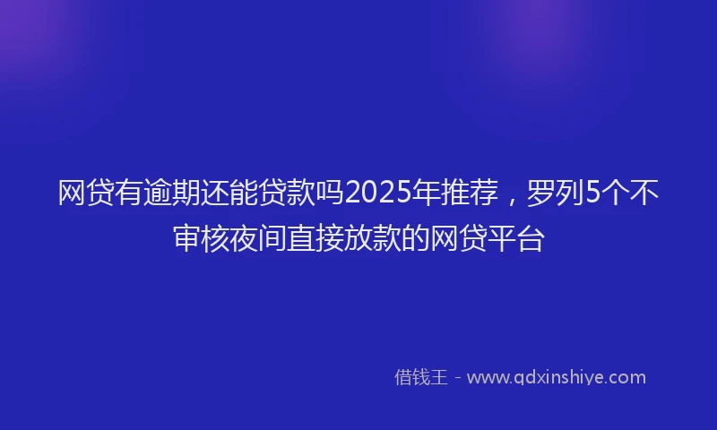 网贷有逾期还能贷款吗2025年推荐，罗列5个不审核夜间直接放款的网贷平台