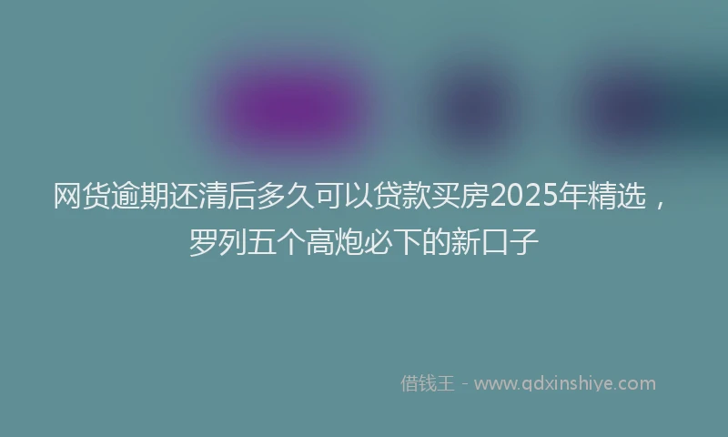 网货逾期还清后多久可以贷款买房2025年精选，罗列五个高炮必下的新口子