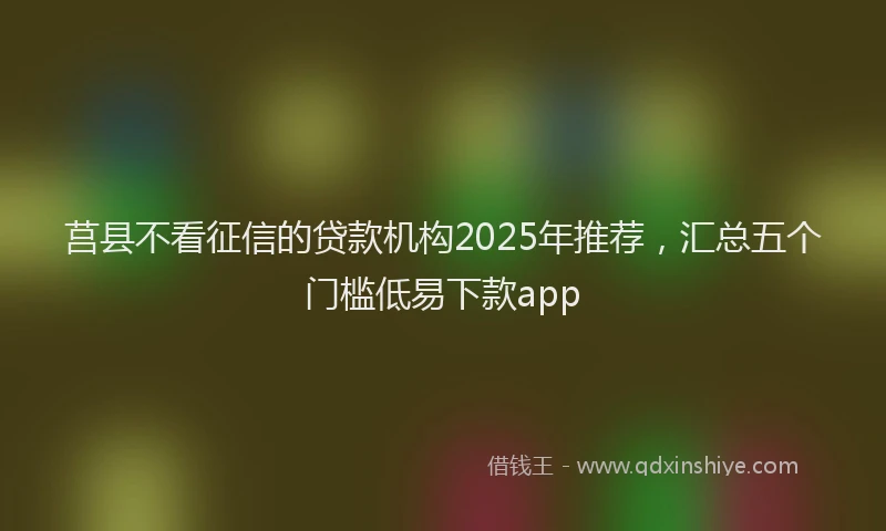 莒县不看征信的贷款机构2025年推荐，汇总五个门槛低易下款app