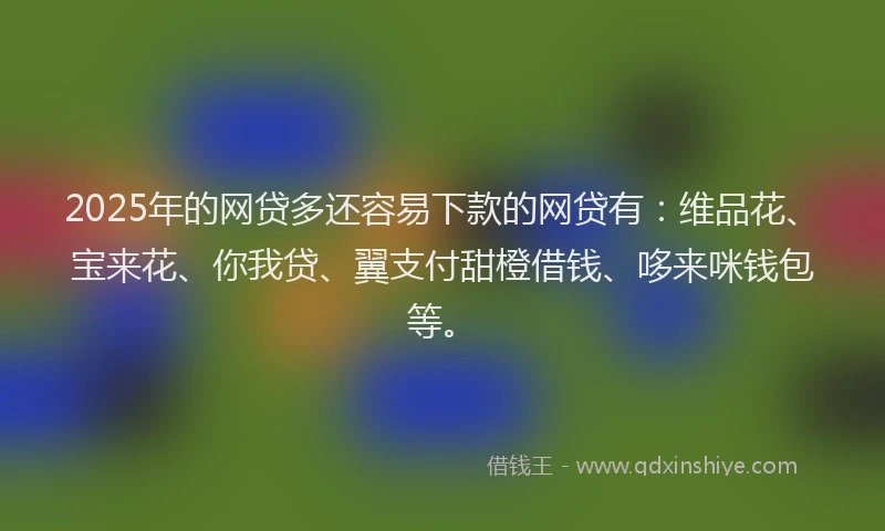 2025年的网贷多还容易下款的网贷有：维品花、宝来花、你我贷、翼支付甜橙借钱、哆来咪钱包等。