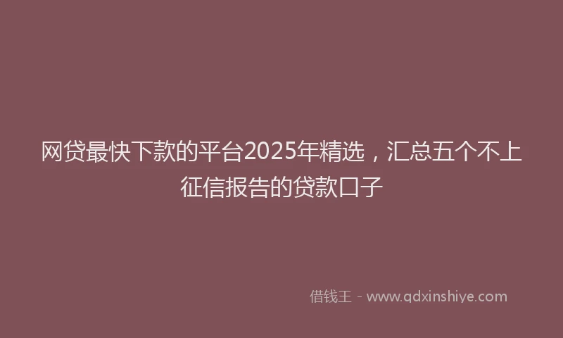 网贷最快下款的平台2025年精选，汇总五个不上征信报告的贷款口子