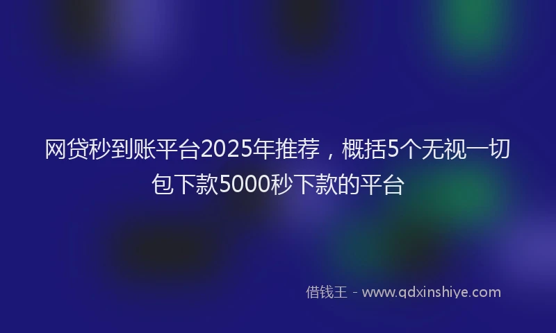 网贷秒到账平台2025年推荐，概括5个无视一切包下款5000秒下款的平台