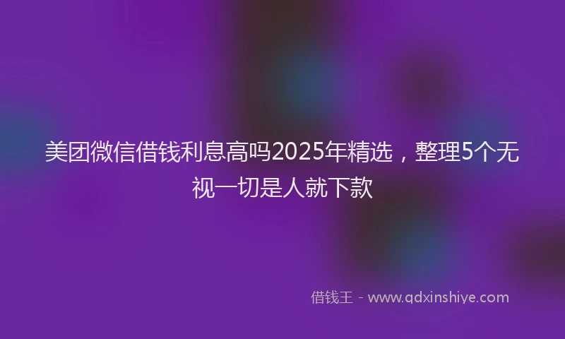 美团微信借钱利息高吗2025年精选，整理5个无视一切是人就下款