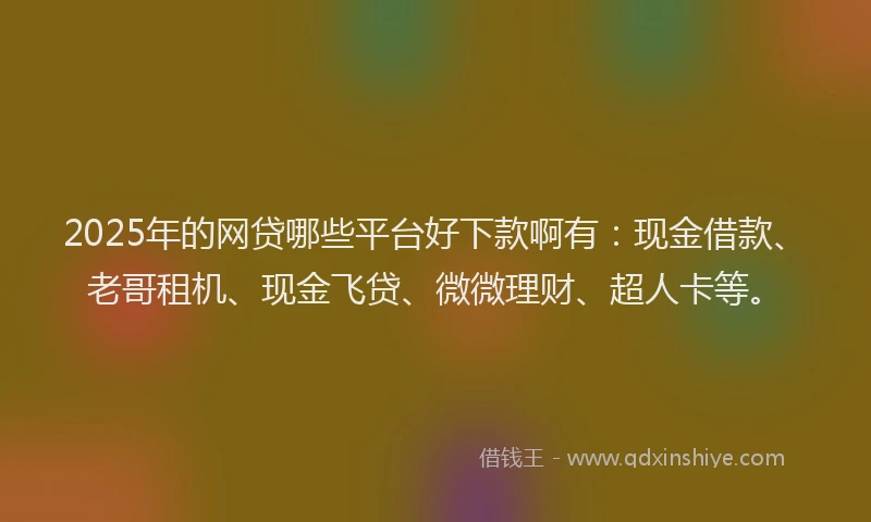2025年的网贷哪些平台好下款啊有：现金借款、老哥租机、现金飞贷、微微理财、超人卡等。
