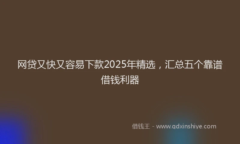 网贷又快又容易下款2025年精选，汇总五个靠谱借钱利器
