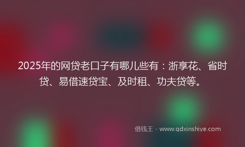 2025年的网贷老口子有哪儿些有：浙享花、省时贷、易借速贷宝、及时租、功夫贷等。