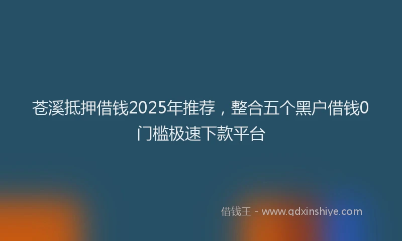 苍溪抵押借钱2025年推荐，整合五个黑户借钱0门槛极速下款平台