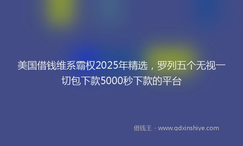 美国借钱维系霸权2025年精选，罗列五个无视一切包下款5000秒下款的平台