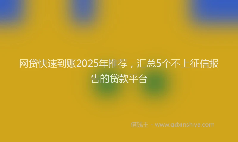 网贷快速到账2025年推荐，汇总5个不上征信报告的贷款平台