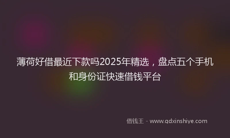 薄荷好借最近下款吗2025年精选，盘点五个手机和身份证快速借钱平台