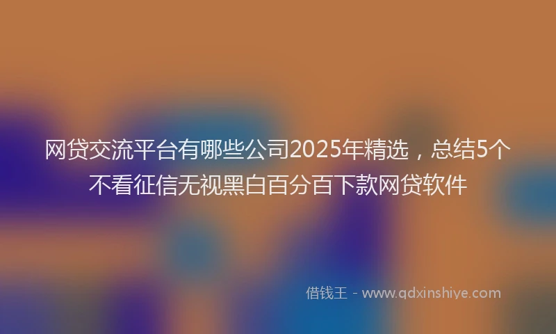 网贷交流平台有哪些公司2025年精选，总结5个不看征信无视黑白百分百下款网贷软件