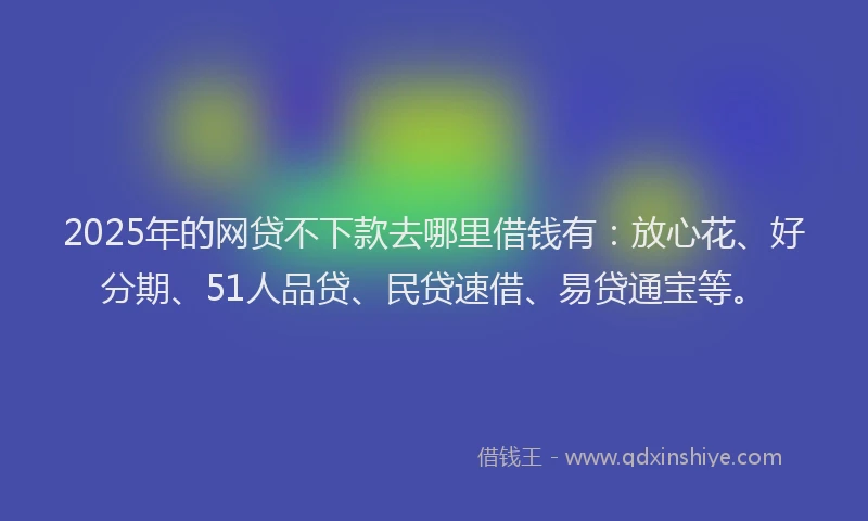 2025年的网贷不下款去哪里借钱有：放心花、好分期、51人品贷、民贷速借、易贷通宝等。