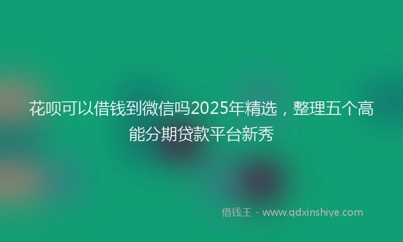 花呗可以借钱到微信吗2025年精选，整理五个高能分期贷款平台新秀