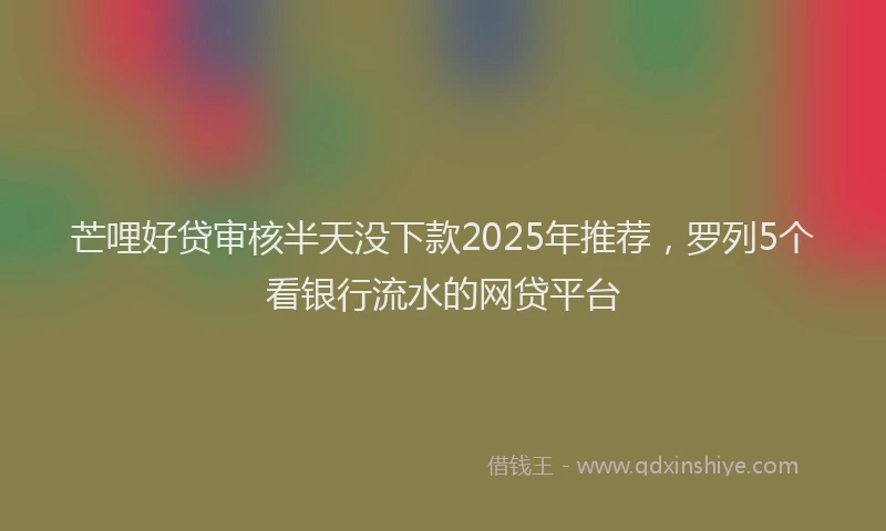 芒哩好贷审核半天没下款2025年推荐，罗列5个看银行流水的网贷平台