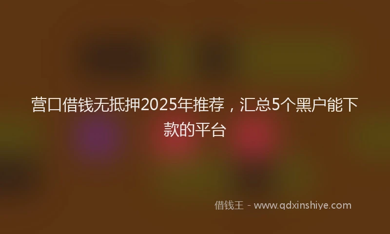 营口借钱无抵押2025年推荐，汇总5个黑户能下款的平台