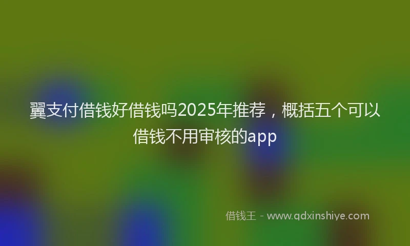 翼支付借钱好借钱吗2025年推荐，概括五个可以借钱不用审核的app