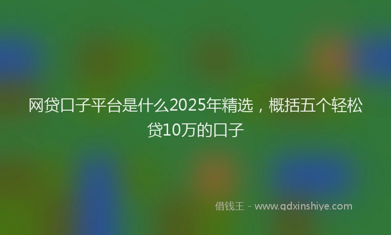 网贷口子平台是什么2025年精选，概括五个轻松贷10万的口子
