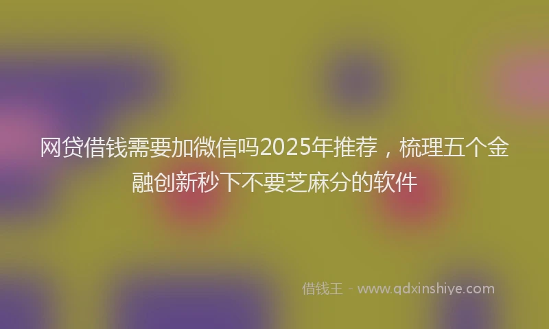 网贷借钱需要加微信吗2025年推荐，梳理五个金融创新秒下不要芝麻分的软件