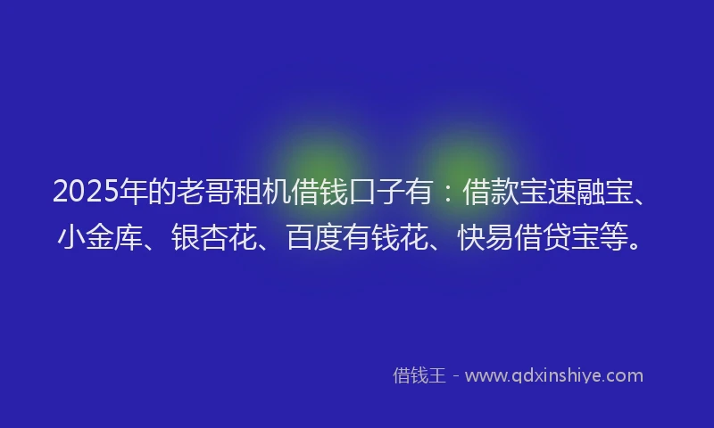 2025年的老哥租机借钱口子有：借款宝速融宝、小金库、银杏花、百度有钱花、快易借贷宝等。