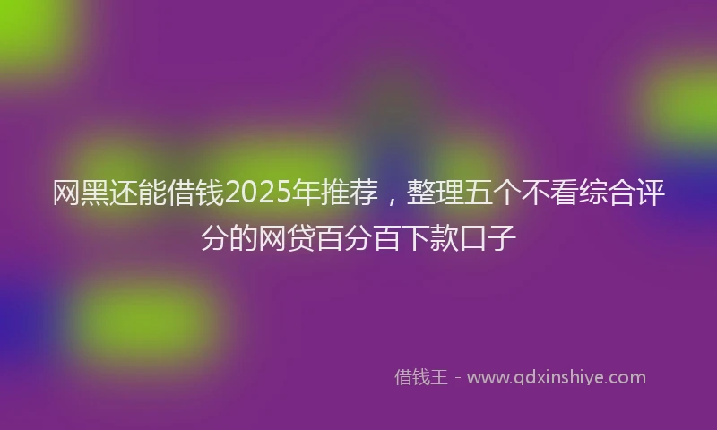 网黑还能借钱2025年推荐，整理五个不看综合评分的网贷百分百下款口子
