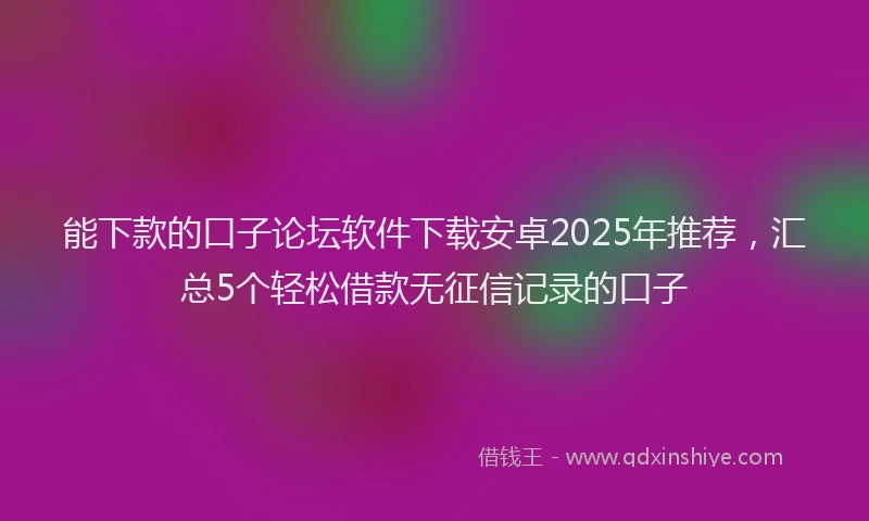 能下款的口子论坛软件下载安卓2025年推荐，汇总5个轻松借款无征信记录的口子