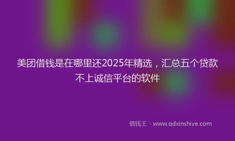 美团借钱是在哪里还2025年精选，汇总五个贷款不上诚信平台的软件