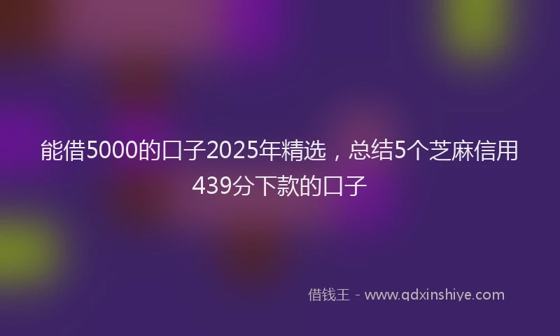 能借5000的口子2025年精选，总结5个芝麻信用439分下款的口子