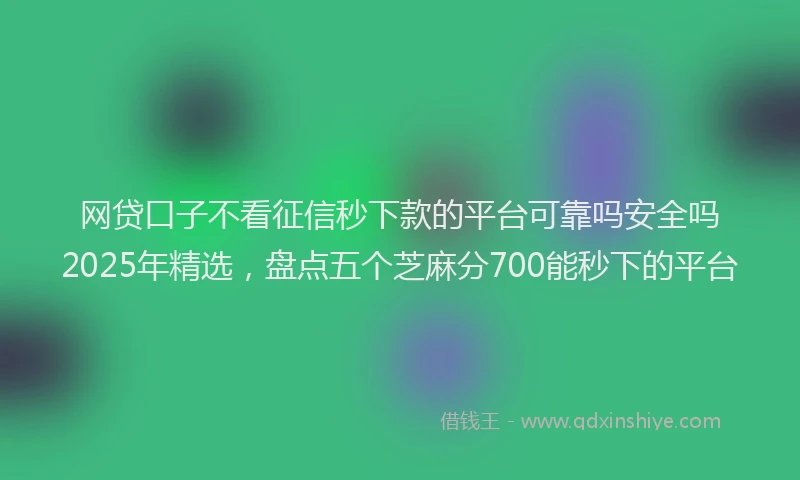 网贷口子不看征信秒下款的平台可靠吗安全吗2025年精选，盘点五个芝麻分700能秒下的平台