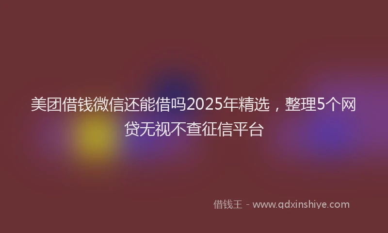 美团借钱微信还能借吗2025年精选，整理5个网贷无视不查征信平台