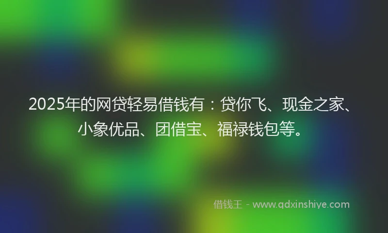 2025年的网贷轻易借钱有：贷你飞、现金之家、小象优品、团借宝、福禄钱包等。